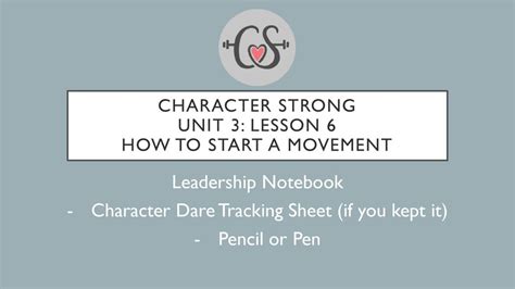 Character Strong Unit 3: Lesson 6 How to start a movement - ppt download