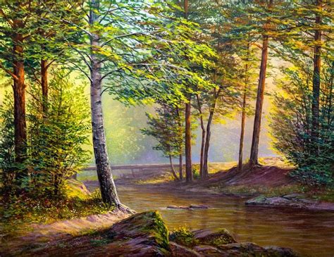 Colorful Forest Oil Painting Home Decor Premium Quality Poster Print ...