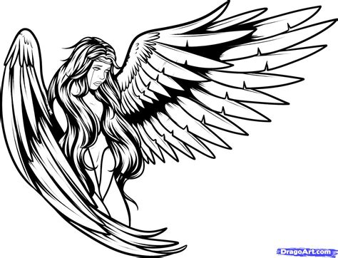 Angel Wings Line Drawing at GetDrawings | Free download