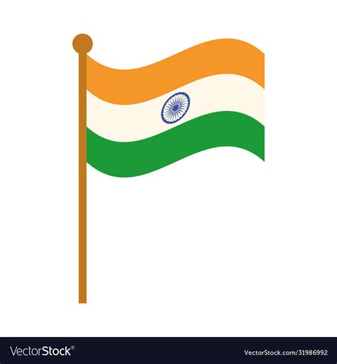 Happy independence day india flag in pole Vector Image