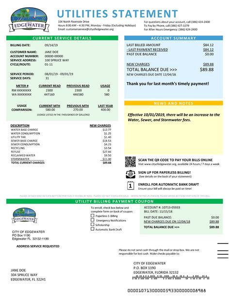 City of Edgewater Monthly Utility Bill | City of Edgewater Florida