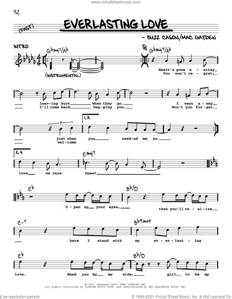 Everlasting Love sheet music (real book with lyrics) (PDF)