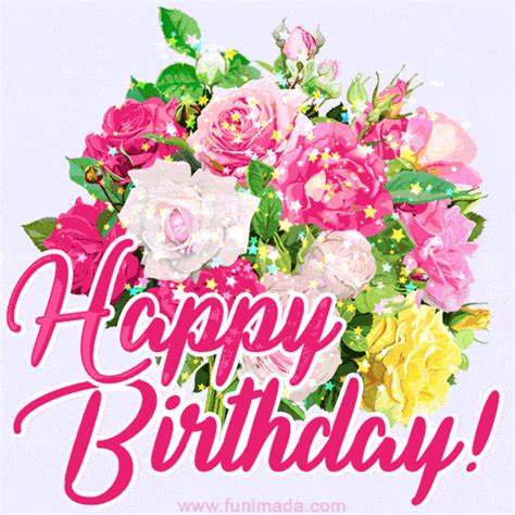 happy birthday flowers gif images - Columbus Dugas