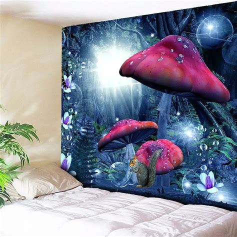 Magic Forest Tapestry Wall Hanging Red Mushroom Decorative Wall ...