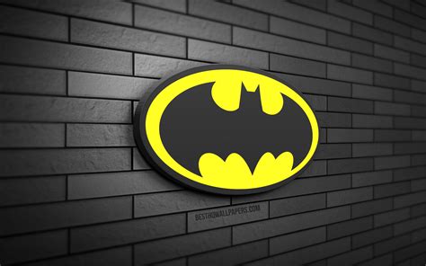 Download wallpapers Batman 3D logo, 4K, gray brickwall, creative ...