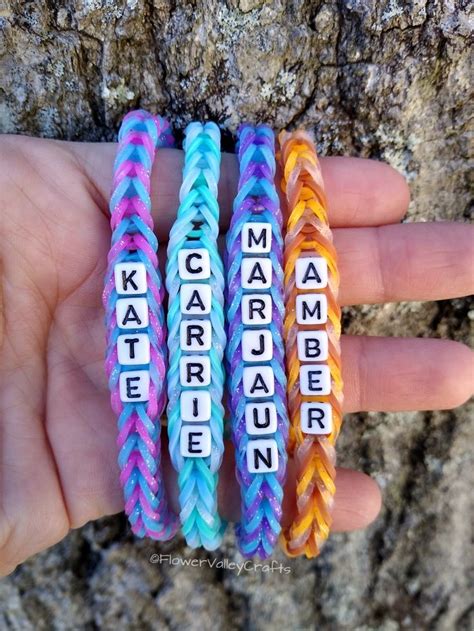 Personalized Rubber Band Bracelet - Rainbow Loom Name Bead Word Best ...