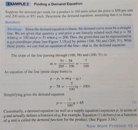 Solved EXAMPLE 2 Finding a Demand Equation Suppose the | Chegg.com