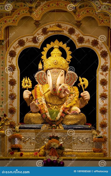 Dagdusheth Ganapati Idol At Pune With Golden Jewellery And Beautiful ...