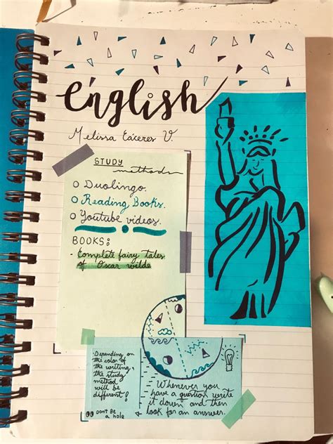 English notebook cover page, portada de cuaderno de Inglés. Estudiar y ...