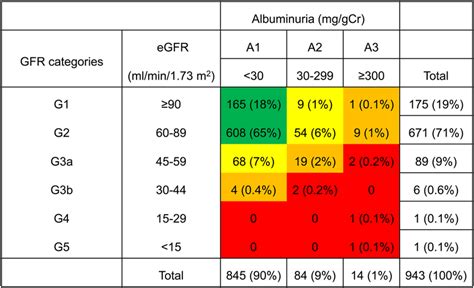 Risk categories of CKD according to 2012 KDIGO classification in ...