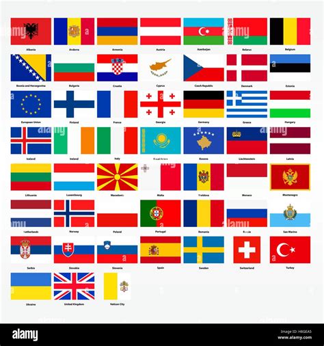 Set of flags of all countries of Europe. Vector illustration Stock ...