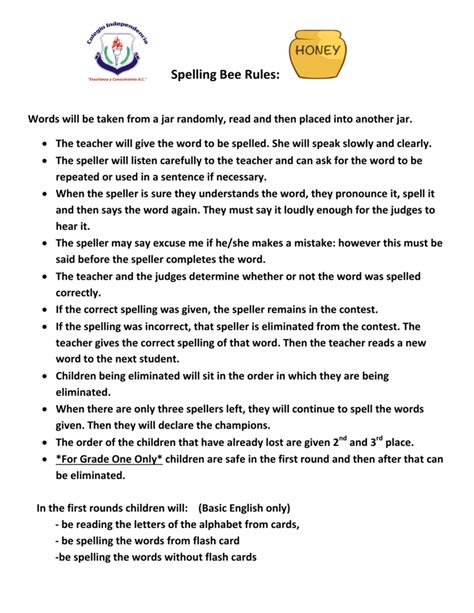 Spelling Bee Rules: