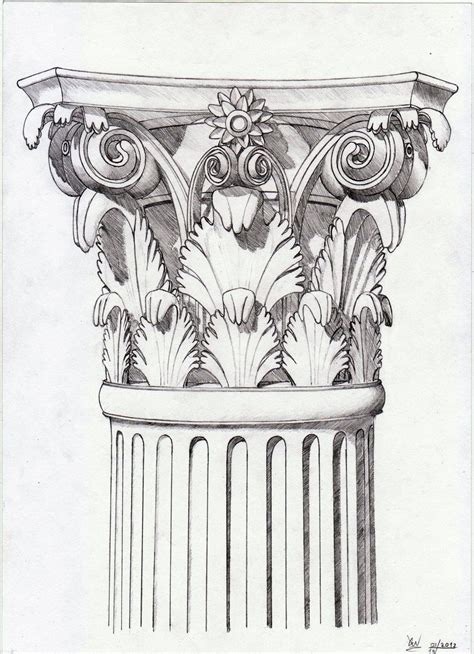 Corinthian capital sketch | Arquitectura griega antigua, Arquitectura ...