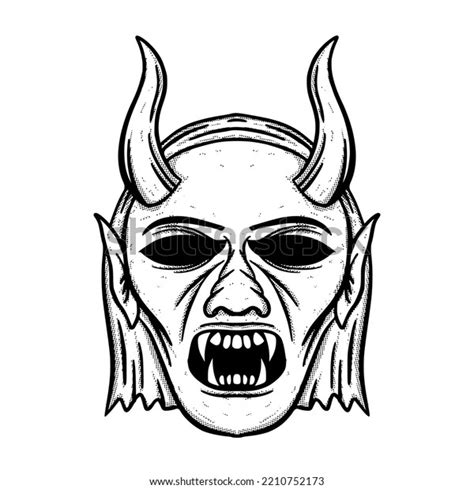 Devil Face Illustration Hand Drawn Cartoon Stock Vector (Royalty Free ...