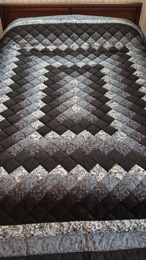 Queen Size Black and Gray Hand Quilted Trip Around the World | Etsy ...