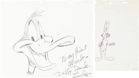 Bonhams : A Warner Bros. drawing of Daffy Duck and 6 partial drawings ...