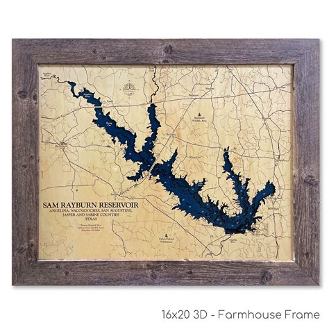 Sam Rayburn Reservoir Map Sam Rayburn Map Custom Lake Art - Etsy in ...