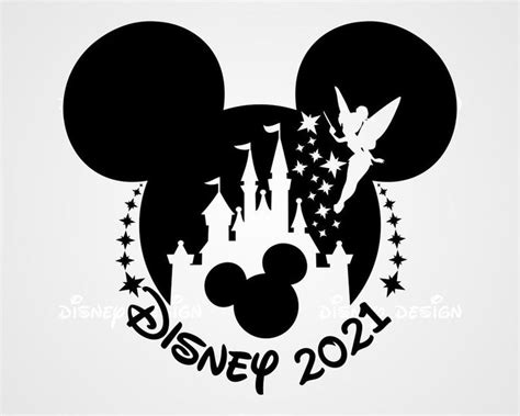 Disney castle Mickey mouse head silhouette Tinker bell Peter Pen trip ...