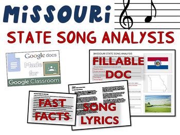 MISSOURI State Song Analysis: fillable boxes, lyrics, analysis, and ...