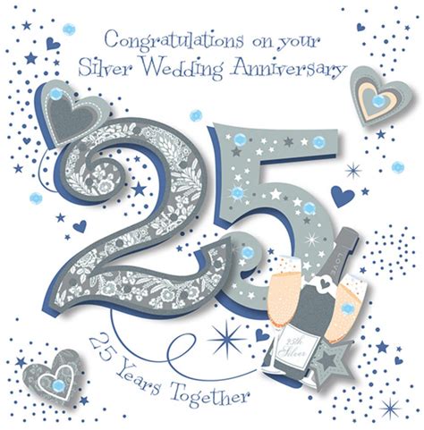 Handmade Silver 25th Wedding Anniversary Greeting Card | anniversary ...