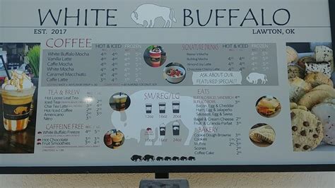 Menu at White Buffalo Coffee Bar, Lawton