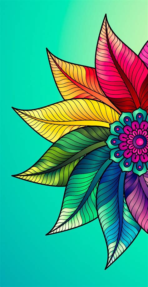 Rainbow flower, mandala, HD phone wallpaper | Peakpx