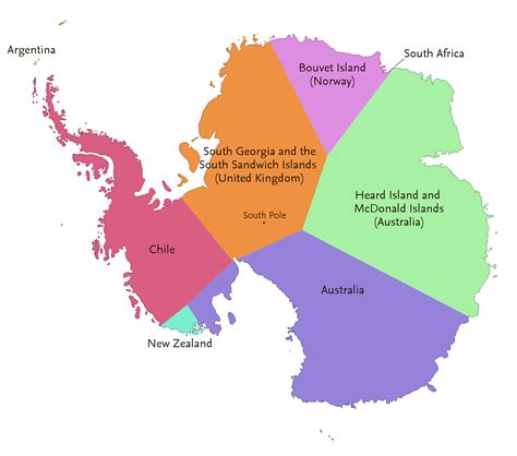 Antarctica divided into regions depending on which country (or ...