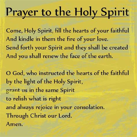 Prayer to the Holy Spirit Come, Holy Spirit, fill the hearts of your ...