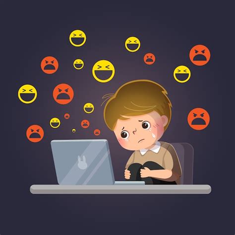 Premium Vector | Cartoon of sad boy victim of cyberbullying online in ...