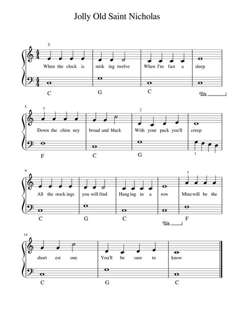 Jolly Old Saint Nicholas Sheet music for Piano (Solo) Easy | Musescore.com