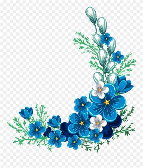 Download hd Transparent Flower Border Clipart - Corner Blue Flower ...