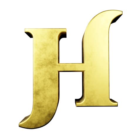 gold text effect letter H. 3d render 16316496 PNG