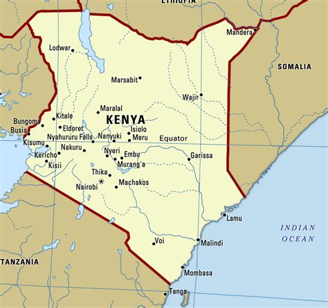 Kenya cities map - Map of Kenya with cities (Eastern Africa - Africa)