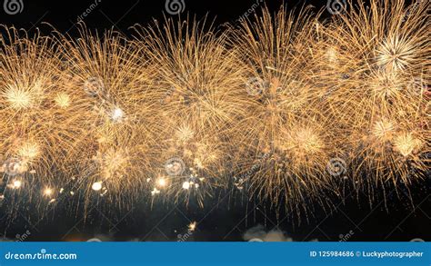 New Year Gold Color Fireworks Stock Photo - Image of background ...