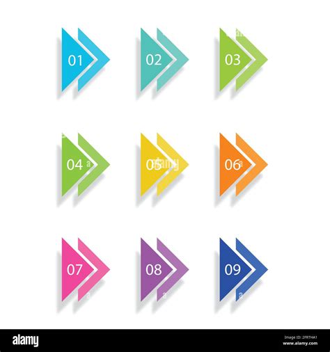 Number Bullet Points Flat Triangles set on white background. Colorful ...