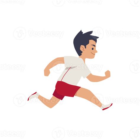 Child boy in sportswear running fast, flat cartoon vector illustration ...