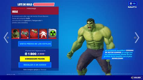 NUEVA SKIN *HULK* y VUELVE SKIN OG! NUEVA TIENDA FORTNITE HOY 8/9 de ...