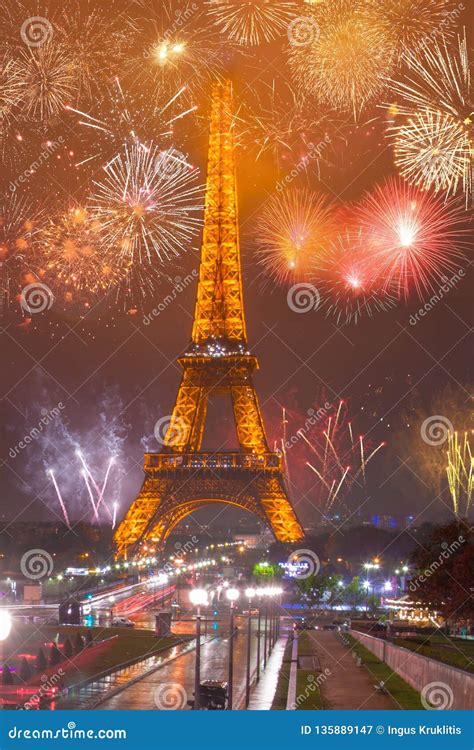 Beautiful Eiffel Tower Fireworks Near the Eiffel Tower Editorial ...