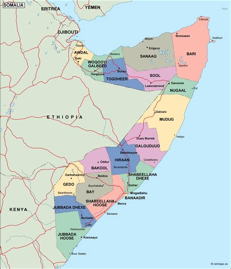 somalia political map. Vector Eps maps. Eps Illustrator Map | Vector ...