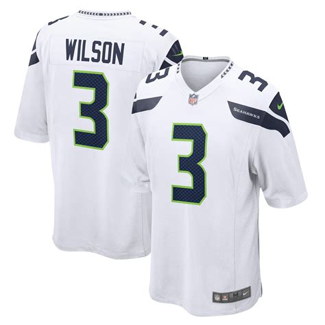 Men's Seattle Seahawks Russell Wilson Nike White Away Game Jersey