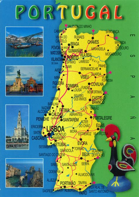 Large tourist map of Portugal with roads and cities | Portugal | Europe ...