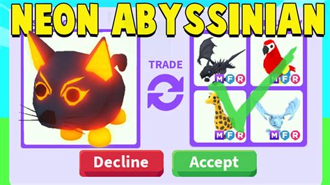 Trading FIRST NEON ABYSSINIAN CAT in Adopt Me! - YouTube