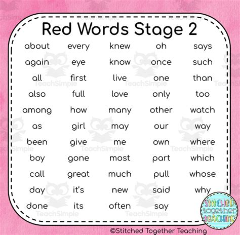 Stage 2 OG Red Word Worksheets- Orton Gillingham Print and Go Sight ...