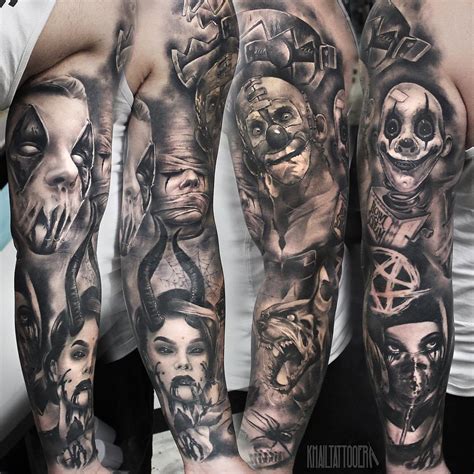 Horror Sleeve With Clowns & Beasts