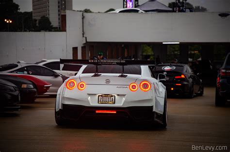 Tail Lights of White Nissan GT-R - BenLevy.com