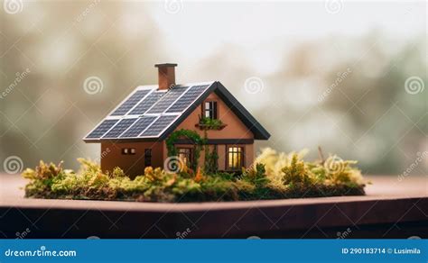 Small House Built with Solar Panels. Stock Illustration - Illustration ...