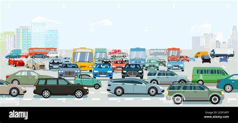 Traffic jam at the road intersection, illustration Stock Vector Image ...