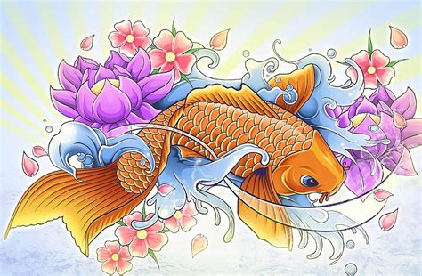 Koi Fish Drawing, Japanese Koi Fish HD wallpaper | Pxfuel