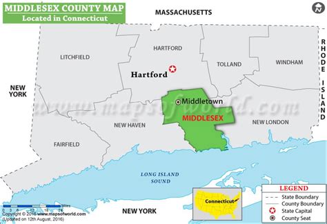 Middlesex County Map, Connecticut