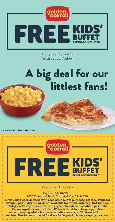 Golden Corral Coupon Code: Free Kid's Buffet beverage included with each